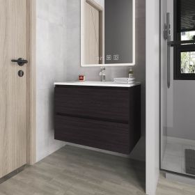 Smoot Floating Vanity with Two Drawers and Sink, Wengue