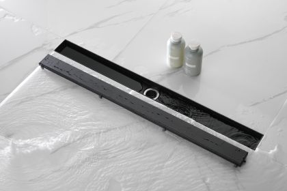 32 Inches Linear Shower Drain with Removable Cover, 304 Stainless Shower Drain Included Hair Strainer and Leveling Feet