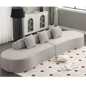 [NEW ARRIVED] [VIDEO PROVIDED] Modern curved combination sofa, terrycloth fabric sofa, minimalist sofa in living room, apartment, no assembly req