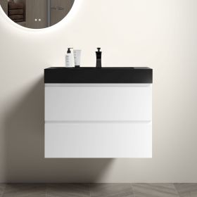 Alice 30" White Bathroom Vanity with Sink, Large Storage Wall Mounted Floating Bathroom Vanity for Modern Bathroom