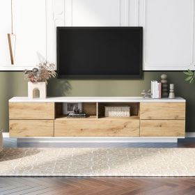 Modern TV stand for TVs up to 80'' , Media Console with Multi-Functional Storage, Entertainment Center with Door Rebound Device