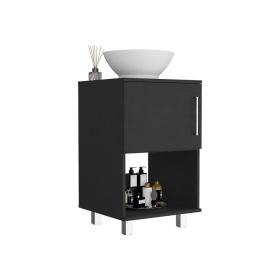 Pittsburgh Single Bathroom Vanity, One Open Shelf, Single Door Cabinet (Color: Black)