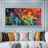 Handmade Oil Painting Original Colorful Feathers Oil Painting On Canvas Large Wall Art Abstract Colorful Painting Custom Painting Living room Hom