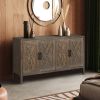 60 inches Modern Farmhouse Accent Cabinet with 4 Doors and Adjustable Shelf Wood Sideboard Buffet Cabinet Console Table Credenza Buffet Table for