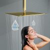16in.*16in. Ceiling Mount Square 360 Degree Adjustable Stainless Steel High Pressure Rainfall Shower Head, Color In Gold and Oil Rubber Bronze