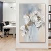 Handmade Oil Painting Fancy Wall Art Personalized Gifts Abstract White Floral Painting On canvas Large Flower Oil Painting Minimalist Modern Livi