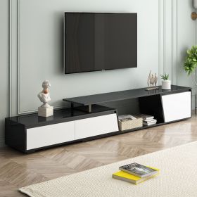 U-Can Modern, Minimalist Rectangle Extendable TV Stand, TV Cabinet with 2 Drawers and 1 Cabinet for Living Room, Up to 100'' (Color: as Pic)