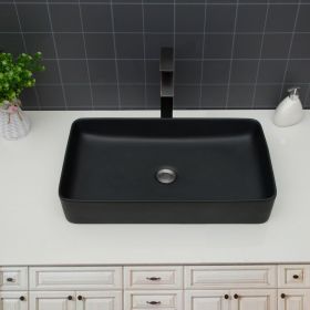 Ceramic Rectangular Vessel Bathroom Sink (Black: 24"x13.5")