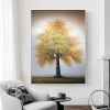 Hand Painted Oil Painting Original Tree Painting on Canvas Large Abstract Gold Big Tower Tree Landscape Acrylic Oil Painting Modern Living Room W