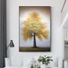 Hand Painted Oil Painting Original Tree Painting on Canvas Large Abstract Gold Big Tower Tree Landscape Acrylic Oil Painting Modern Living Room W