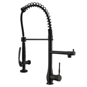 Single Handle Standard Pull Down Kitchen Faucet  Spray in Black (Color: Black)