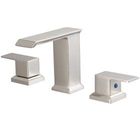 8 in. Waterfall Widespread 2-Handle Bathroom Faucet With Pop-up Drain Assembly (Color: Brushed Nickel)